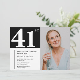 Zwart-wit foto 41e verjaardag Uitnodigingen