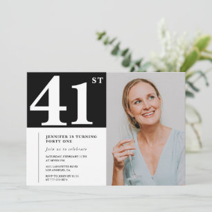 Zwart-wit foto 41e verjaardag Uitnodigingen