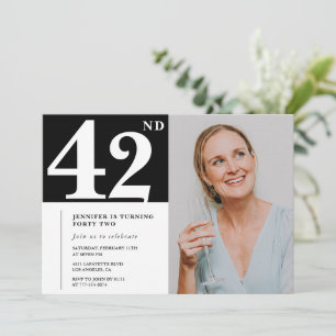 Zwart-wit foto 42e verjaardag Uitnodigingen