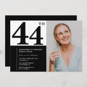 Zwart Wit Foto 44ste Verjaardag Uitnodigingen (Voorkant / Achterkant)