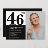Zwart Wit Foto 46e Verjaardag Uitnodigingen (Voorkant / Achterkant)