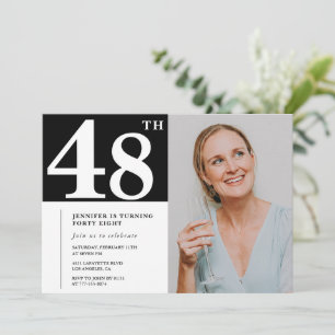 Zwart-wit foto 48e verjaardag Uitnodigingen