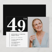 Zwart-wit foto 49e verjaardagsuitnodigingen kaart (Voorkant / Achterkant)