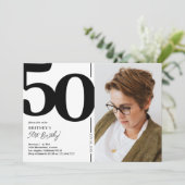 Zwart-wit foto 50ste verparty kaart (Staand voorkant)