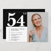 Zwart-wit foto 54ste verjaardag Uitnodigingen (Voorkant / Achterkant)