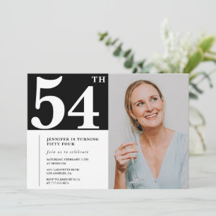 Zwart-wit foto 54ste verjaardag Uitnodigingen