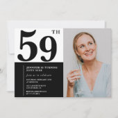 Zwart Wit Foto 59ste Verjaardag Uitnodigingen (Voorkant)