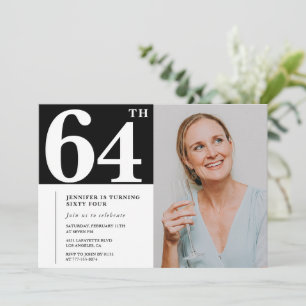 Zwart-wit foto 64ste verjaardag Uitnodigingen