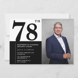 Zwart-wit foto 78ste verjaardagsuitnodiging kaart