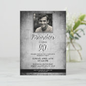 Zwart-wit  foto 90ste verjaardag kaart (Staand voorkant)