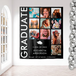 Zwart-wit foto achtergrond voor afstudeerfeest wandkleed