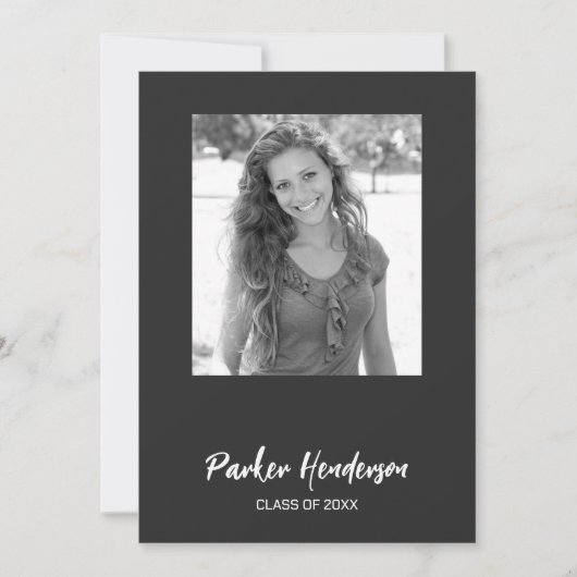 Zwart-wit foto afstudeer aankondiging (Voorkant)