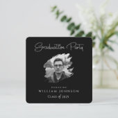 Zwart-wit foto | Afstudeerfeest 2025 Kaart (Staand voorkant)