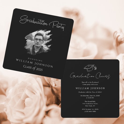 Zwart-wit foto | Afstudeerfeest 2025 Kaart