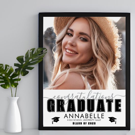 Zwart Wit Foto Afstudeerfeest Poster