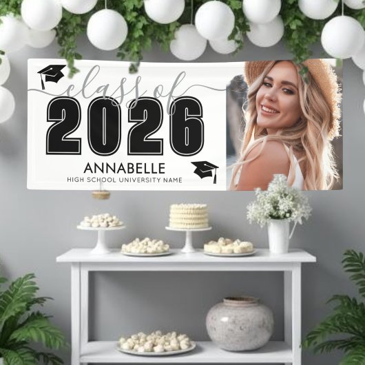 Zwart Wit Foto Afstudeerfeest Spandoek