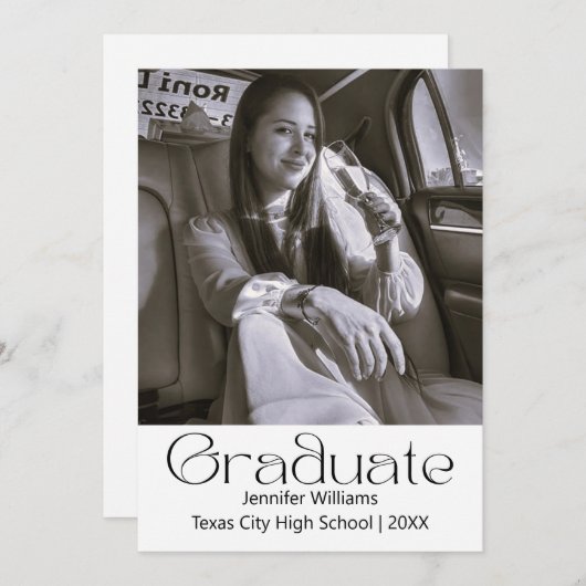 Zwart-wit foto afstuderen Arch aankondiging (Voorkant / Achterkant)