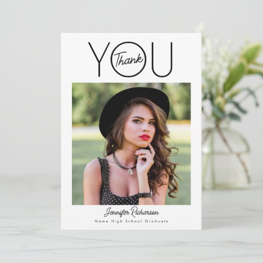 Zwart-wit foto Afstuderen Bedankkaart (Staand voorkant)