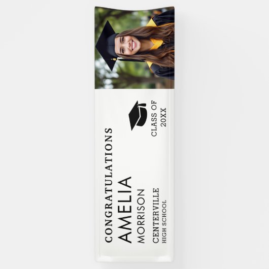 Zwart Wit Foto Afstuderen Klasse van Afstuderen Spandoek (Verticaal)
