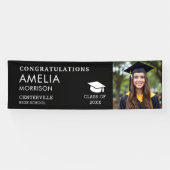 Zwart Wit Foto Afstuderen Klasse van Afstuderen Spandoek (Horizontaal)