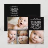 Zwart Wit Foto Baby Bedankt Post Kaart (Voorkant / Achterkant)