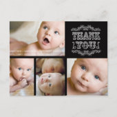  Zwart Wit Foto Baby Bedankt Post Kaart (Voorkant)