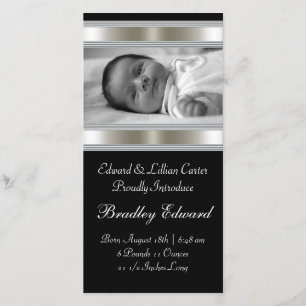 Zwart-wit foto Baby geboorteaankondigingen Aankondiging