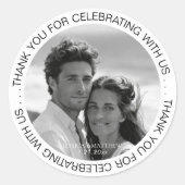 Zwart-wit foto bedankt ronde sticker (Voorkant)