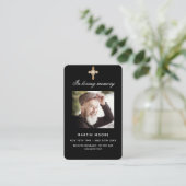 Zwart wit foto begrafenis kruis gebedskaart visitekaartje (Staand voorkant)