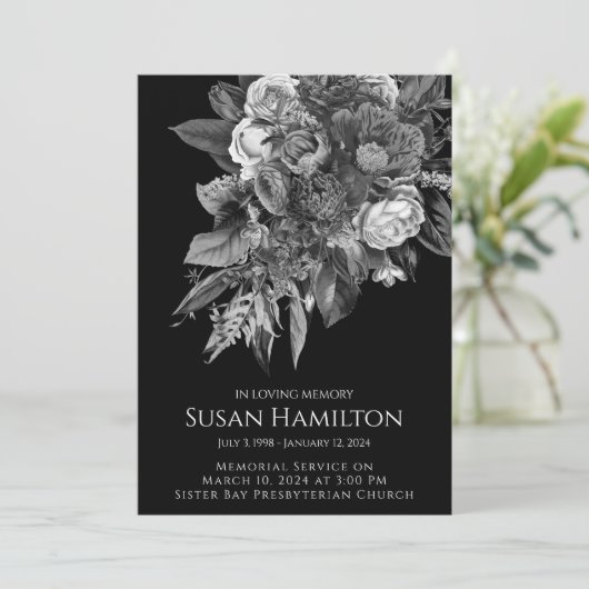 Zwart-wit foto begrafenismonument Aankondiging (Staand voorkant)