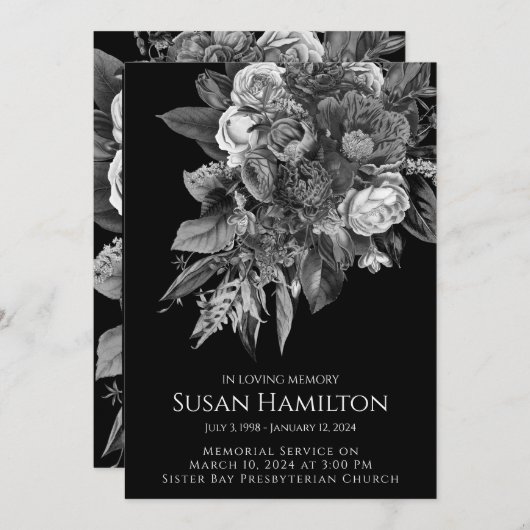 Zwart-wit foto begrafenismonument Aankondiging (Voorkant / Achterkant)