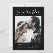 Zwart & Wit Foto Bijbel Verse Christelijke bruilof Save The Date (Voorkant)