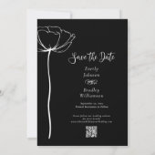 Zwart Wit Foto Bloemen Save the Date Bruiloft Kaart (Achterkant)