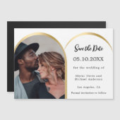 Zwart wit foto boog bruiloft Save the Date kaart Magnetische Uitnodiging (Voorkant / Achterkant)