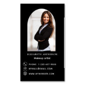 Zwart wit foto boog contact info magnetisch visitekaartje (Voorkant Verticaal)