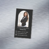 Zwart wit foto boog contact info magnetisch visitekaartje (Voorbeeld)
