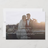 Zwart wit foto bruiloft dank u kaart (Achterkant)