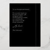 Zwart wit foto bruiloft dank u Roos Folie Uitnodiging (Achterkant)