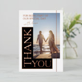 Zwart wit foto bruiloft dank u Roos Folie Uitnodiging (Staand Voorkant)