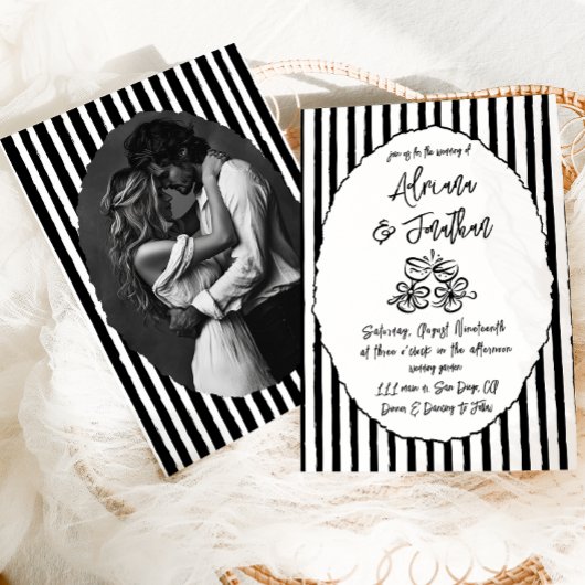 Zwart-wit  foto bruiloft kaart