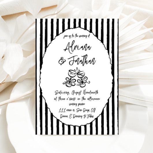 Zwart-wit foto bruiloft kaart