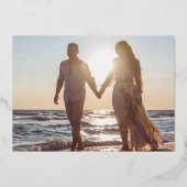 Zwart Wit Foto Bruiloft Liefde en Dankbaarheid Roo Folie Uitnodiging (Achterkant)