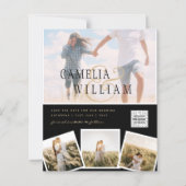 Zwart wit FOTO-bruiloft nodigt QR-CODE uit Opslagd (Voorkant)