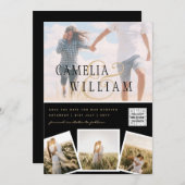 Zwart wit FOTO-bruiloft nodigt QR-CODE uit Opslagd Kaart (Voorkant / Achterkant)