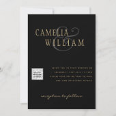 Zwart wit FOTO-bruiloft nodigt QR-CODE uit Opslagd Kaart (Voorkant)