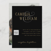 Zwart wit FOTO-bruiloft nodigt QR-CODE uit Opslagd Kaart (Voorkant / Achterkant)