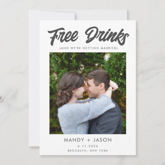 Zwart Wit Foto Bruiloft Save the Date (Voorkant)