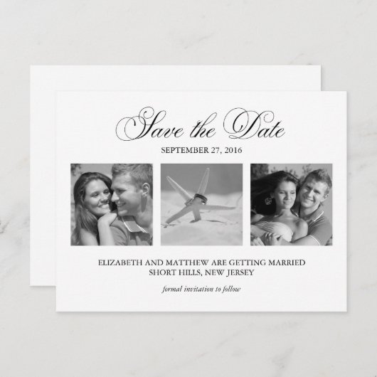 Zwart-wit foto bruiloft Save the Date Aankondigingskaart (Voorkant / Achterkant)