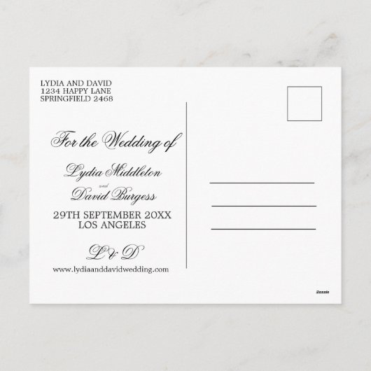 Zwart Wit Foto Bruiloft Save The Date Feestdagenkaart (Achterkant)