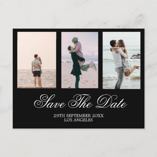 Zwart Wit Foto Bruiloft Save The Date Feestdagenkaart (Voorkant)